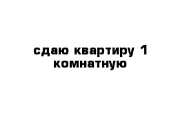 сдаю квартиру 1 комнатную 